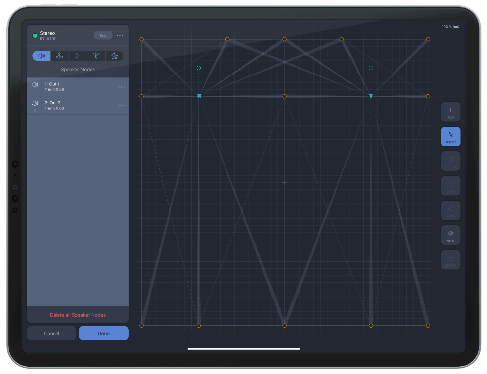 iPad displaying a stereo set up