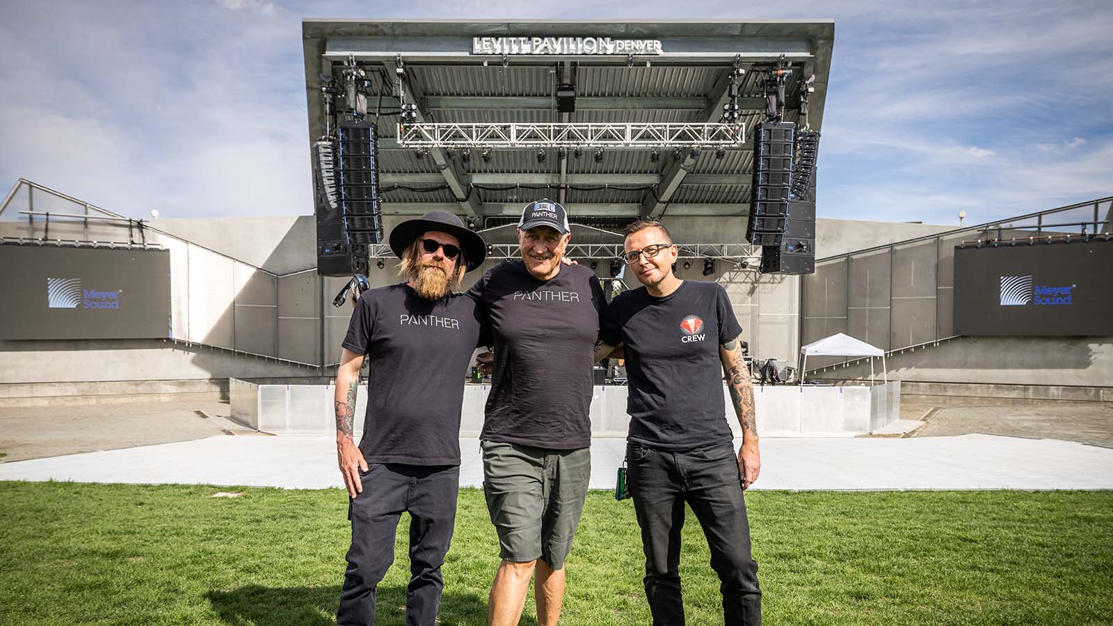 (L-R) Randall Frazier, Levitt Pavilion Denver Senior Talent Buyer and Production Manager; Alan Hart, Production Services International Owner; Andy Thomas, Levitt Pavilion Denver Interim Executive Director