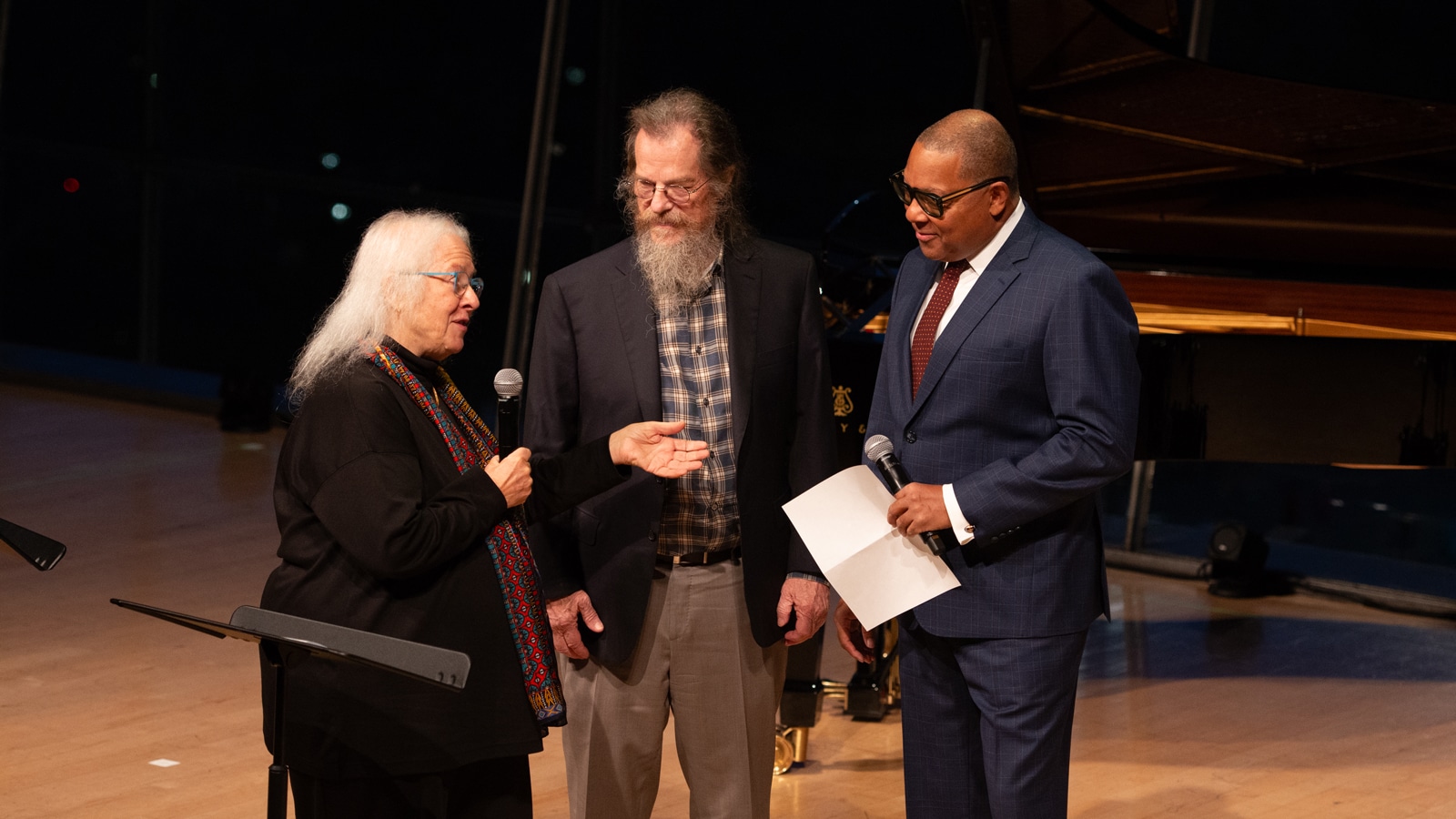 (L-R) Helen Meyer, John Meyer, Wynton Marsalis